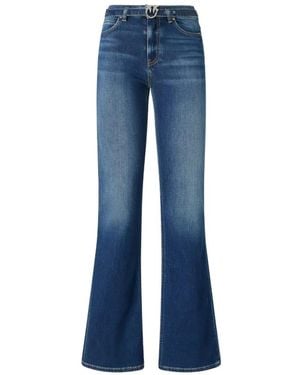 Pinko Flora Flare Flared Jeans With Belt - Blue