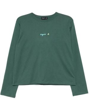 agnès b. Logo-Print T-Shirt - Green