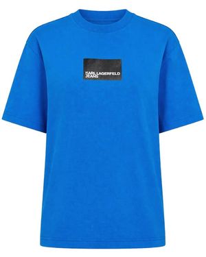 KARL LAGERFELD Square Logo T-Shirt - Blue