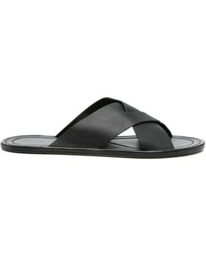 The Row Malick Crossed-Strap Sandals - Black