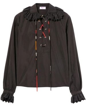 PUCCI Lace-Up Ruffled Blouse - Black