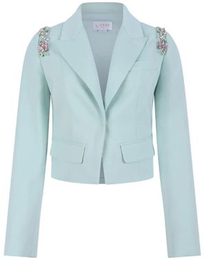 Genny Crystal-Embellished Cropped Jacket - Blue