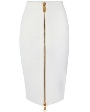 Elisabetta Franchi Zipped Midi Skirt - White