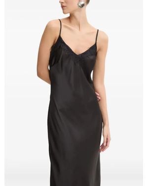 Never Fully Dressed Lace-Trim Slip Dress - Black
