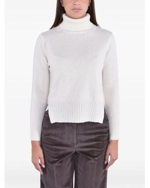 Kangra Roll-Neck Side-Slit Sweater - White