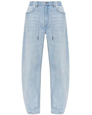 Alexander Wang Crystal-Embellished Drawstring-Waist Jeans - Blue