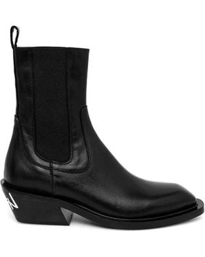 Fiorucci Pull-Tab Lettering-Detail Boots - Black