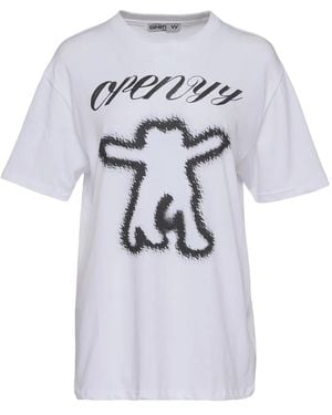 OPEN YY Camiseta con estampado gráfico - Gris