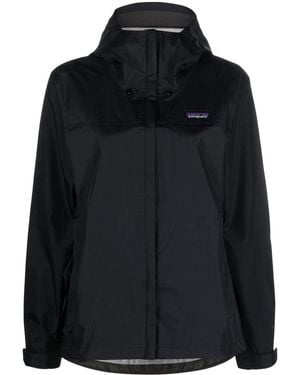 Patagonia Logo-Patch Hooded Bomber Jacket - Black