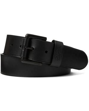 Polo Ralph Lauren Embossed-Logo Leather Belt - Black
