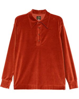 Needles Poloshirt in Samtoptik - Rot