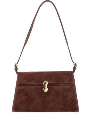 SAVETTE Symmetry suede shoulder bag - Braun