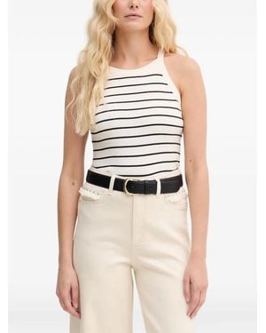 Mos Mosh Mmimanja Caliz Striped Ribbed-Knit Top - White