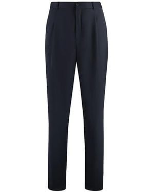 Giorgio Armani Front-Pleats Virgin Wool Trousers - Blue