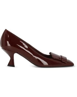 Sergio Rossi Buckle-Detail Square-Toe Court Shoes - Brown
