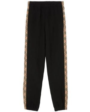Burberry Katoenen Trainingsbroek Met Geruite Afwerking - Zwart