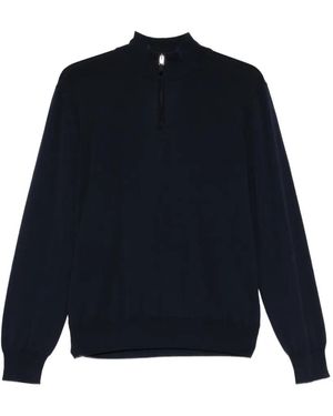 Canali Maglione Con Collo Rialzato E Zip - Blu