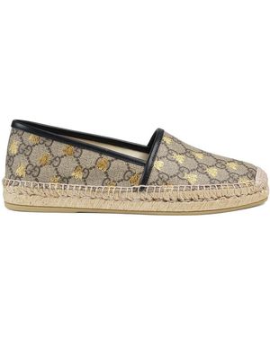 Gucci Womens Beige Comb Pilar GG Bee Canvas Espadrilles 2 - Natural
