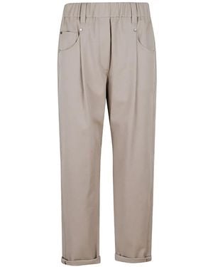 Brunello Cucinelli Pleated Elasticated-Waist Pants - Gray