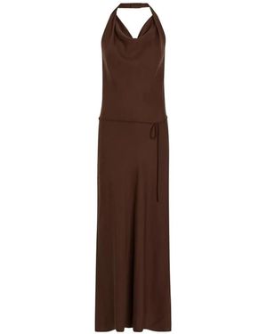 Faithfull the Brand Izaro Cowl-Neck Halterneck Maxi Dress - Brown