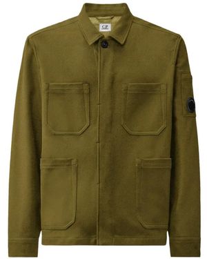 C.P. Company Vilten Wollen Lens Shirtjack - Groen