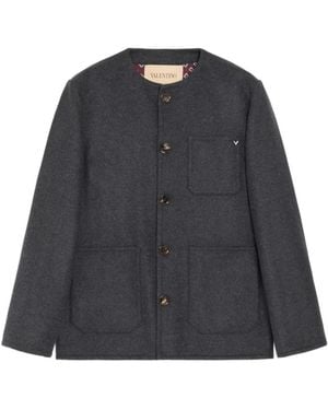 Valentino Garavani Vlogo Collarless Shirt - Black