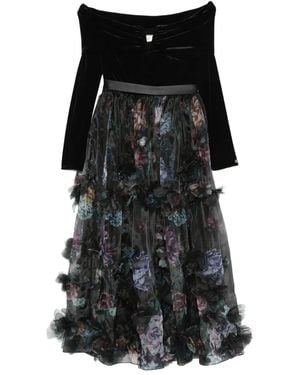 Nissa Off-Shoulder Ruffled Dress - Black