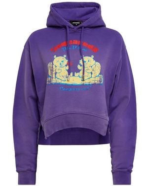 DSquared² Asymmetric Graphic-Print Hoodie - Purple