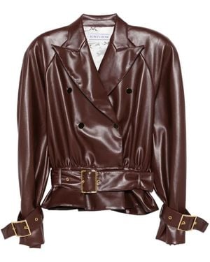 ROWEN ROSE Belted Double-Breasted Jacket - Brown