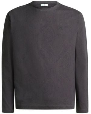 Etro Pullover Aus Baumwolljersey Mit Arnica-Motiv - Grau