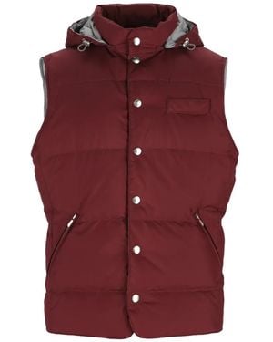 Brunello Cucinelli Chaleco Acolchado Con Capucha - Rojo