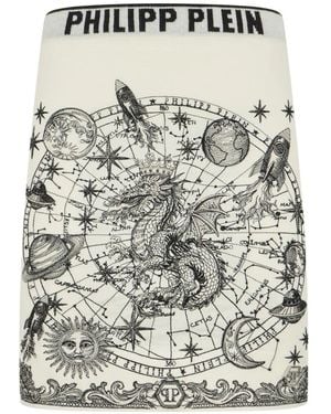 Philipp Plein Zodiac-Print Knitted Mini Skirt - Gray