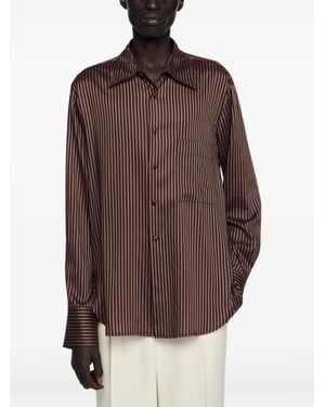 Sandro Striped Pocket Shirt - Brown