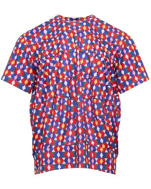 Comme des Garçons Geometric-Print Mesh T-Shirt - Red