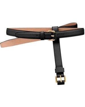 Moschino Sheepskin Leather Slim Belt - Black