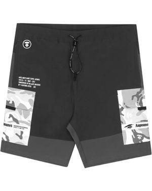 Aape By A Bathing Ape Moonface Camouflage-Print Shorts - Black