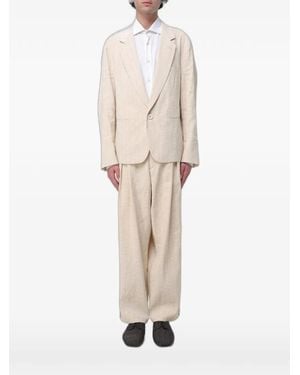 Giorgio Armani Jacquard Single-Breasted Suit - Natural