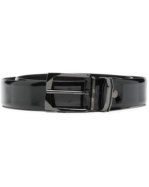 Carlo Pignatelli Patent-Finish Buckle-Fastening Belt - White
