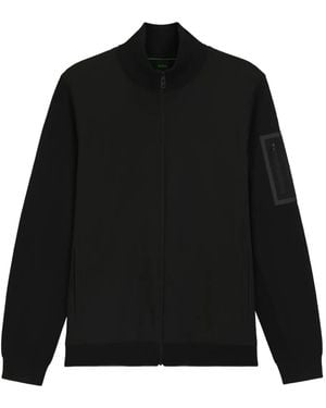 HUGO Zip-Fastening Sweatshirt - Black