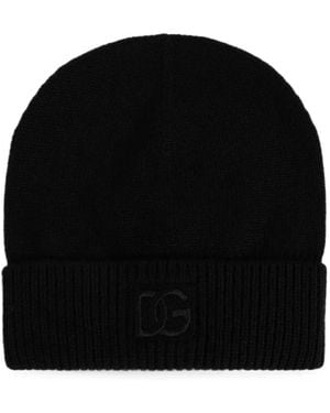 Dolce & Gabbana Dg Appliqué Beanie Hat - Black
