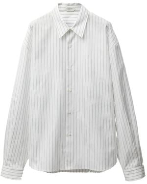 Versace Striped Cotton-Poplin Loose Shirt - White