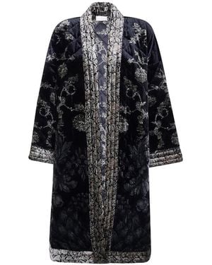 Pierre Louis Mascia Abrigo Acolchado Con Motivo Floral - Negro