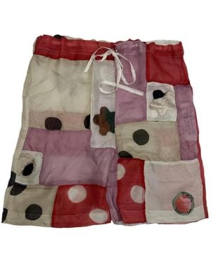 Tigra Tigra Patchwork Polka Dot Shorts - Purple