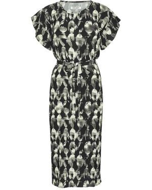 Henrik Vibskov Pina Belted Printed Midi Dress - Black