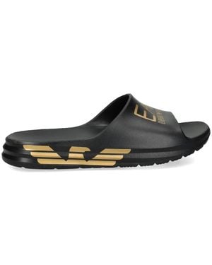 EA7 Logo-Print Slides - Black