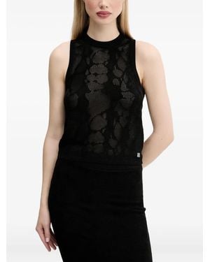 HUGO Seshy Floral-Pattern Sleeveless Top - Black