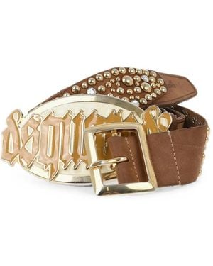 DSquared² Studded Logo-Buckle Belt - Metallic