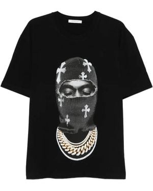 ih nom uh nit Mask Crosses-Print T-Shirt - Black