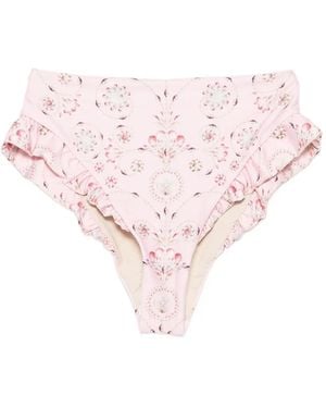 Agua Bendita Jengibre Playa Ruffled Bikini Bottoms - Pink