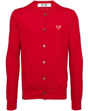 COMME DES GARÇONS PLAY ウール カーディガン - レッド
